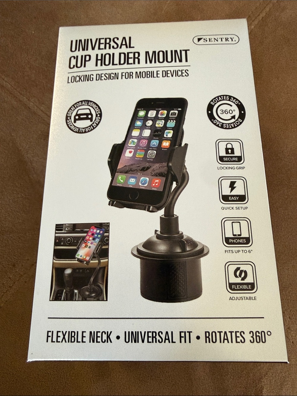 Universal Cup Holder Phone Mount - Black